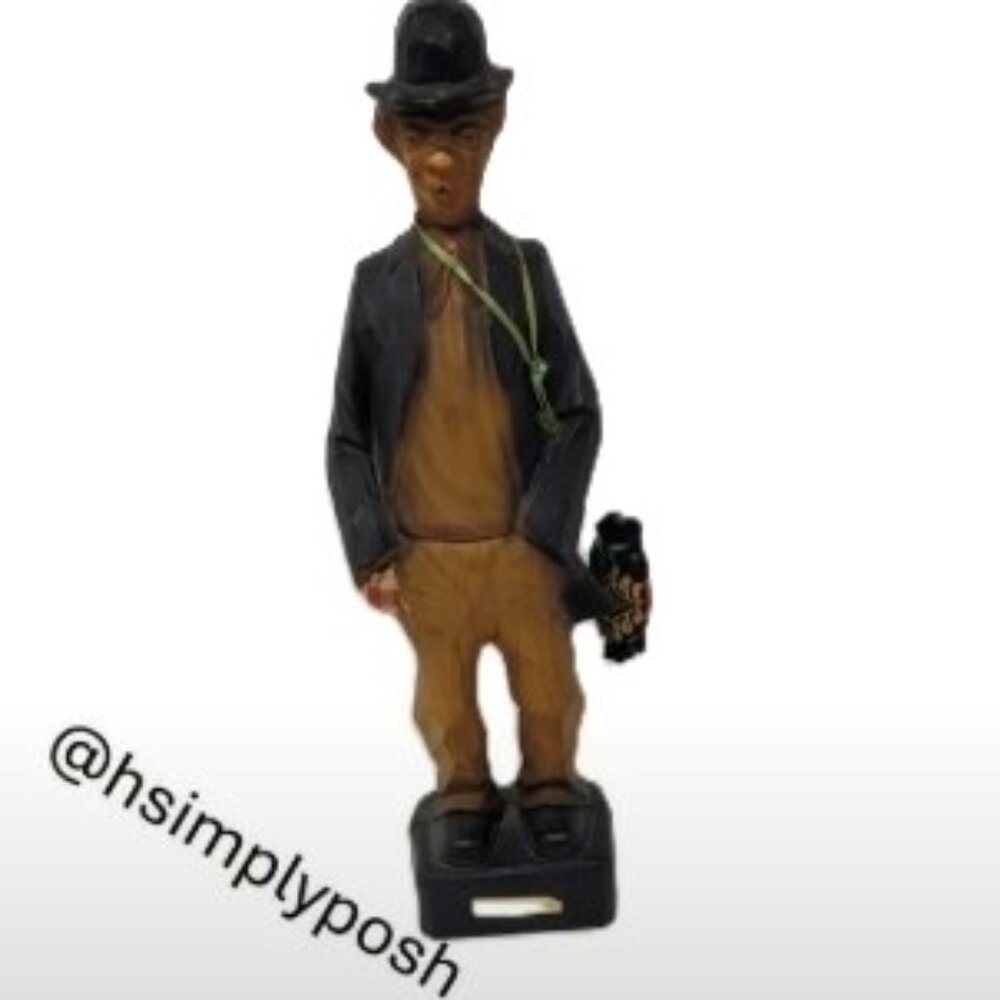 Hobo Man Figurine Wood Carving Inspired Bavaria Germany 8 3/4" Tall
